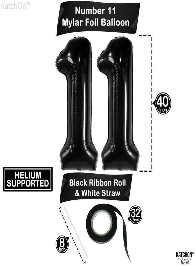 KatchOn, Black Number 11 balloon - Giant, 40 Inch | 11 Black Balloons for 11th Birthday Decorations for Boys | Black 11 Balloons Number Birthday Decorations | Black Number 11 Balloons for Birthdays - Image 2